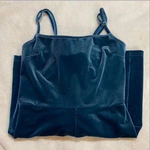 Blue green velvet romper from urban outfitters